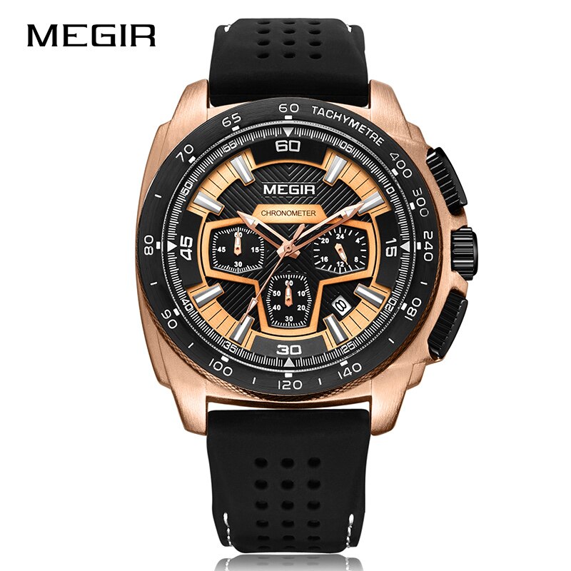 Reloj cronógrafo MEGIR para hombre, relojes deportivos militares del ejército, reloj de pulsera de cuarzo con correa de silicona informal a la moda, reloj Masculino