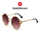 VIVIBEE Retro Skull Claw Round Sunglasses for Women Fishion 2022 Trending Product Gothic Sun Glasses Gold Metal Frame Shades
