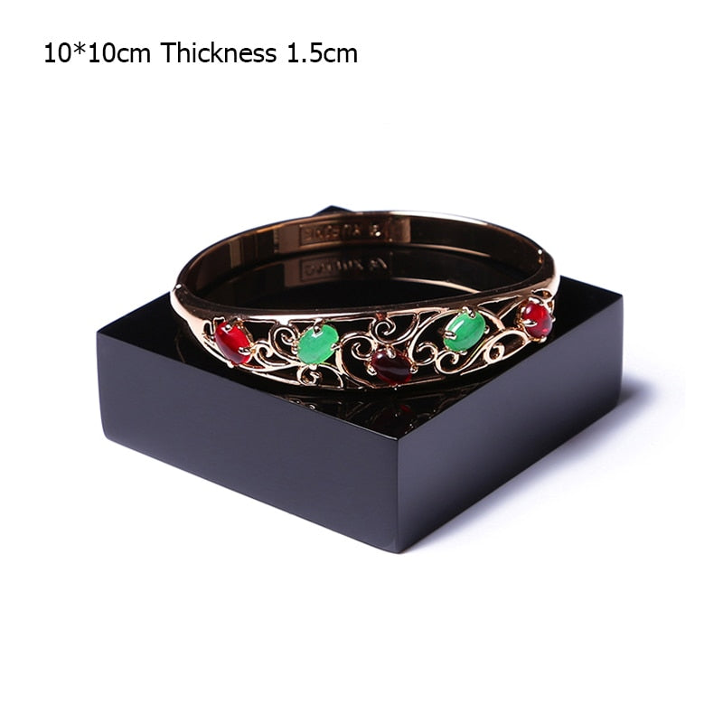 Square Solid Acrylic Display Stand Cabinet Shop Retail Jewellery Watch Art Counter Display Riser Block Clear Black Frosted White