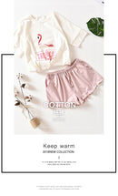 Flamingos Short Sleeved + Shorts Home Suit Spot 100% Cotton Pajama Sets Summer Nightly Recommended Womens pijama home clothing