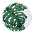 Green Leaves Summer Round Beach Towel Microfiber with Drawstring Backpack Bag Bath Towels Mat Bikini Cover Up With Tassels Soft