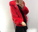 Rabbit imitation fur winter grass mink faux fur coat ladies artificial fur hooded soft plus size 2021 women's jacket red,4XL,5xl