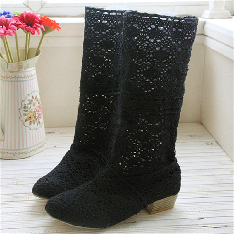 Crochet summer boots boots 2019 new shoes lace hollow crochet boots XL hollow fashion women&