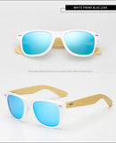 Gafas de sol de bambú de madera polarizada LongKeeper para mujer, diseño de marca para hombre, gafas de sol con brazos de madera reales, lentes de espejo, Gafas de sol
