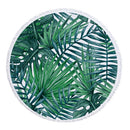 Green Leaves Summer Round Beach Towel Microfiber with Drawstring Backpack Bag Bath Towels Mat Bikini Cover Up With Tassels Soft