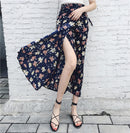 2021 Bohemian High Waist Floral Print Summer Skirts Womens Boho Asymmetrical Chiffon Skirt Maxi Long Skirts For Women