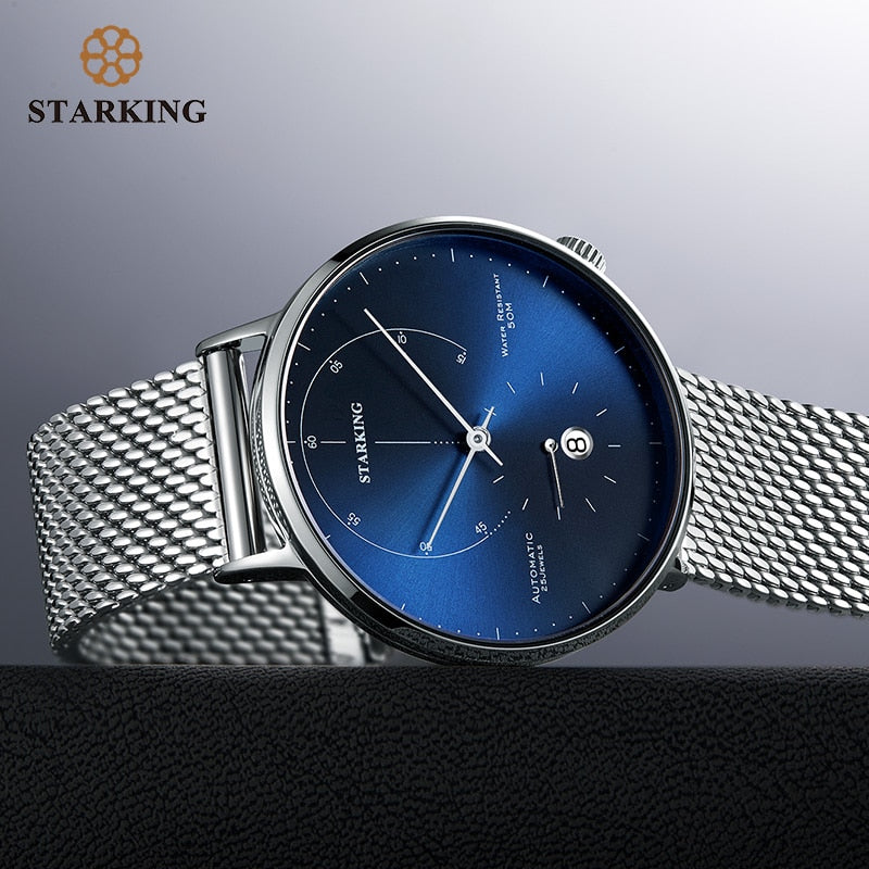 STARKING Automatic Watch Relogio Masculino Self-wind 28800 Beats Mechanical Movement Wristwatch Men Steel Male Clock 5ATM AM0269