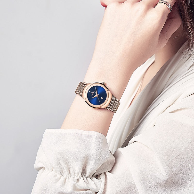 Relojes de marca de lujo NAVIFORCE para mujer, reloj de pulsera de cuarzo informal a la moda para mujer, reloj resistente al agua de acero inoxidable y oro rosa para chica