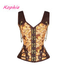 Alta calidad 12 acero hueso remache cadena gótico Steampunk corsé mujer chaleco superior cintura Control cuero Sexy corsés y Bustiers