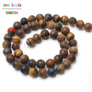 Natural Round Stone Bead 15inches Dull Polish Matte Yellow Tiger Eye Beads for Jewelry Making Diy Bracelet 4/6/8/10mm