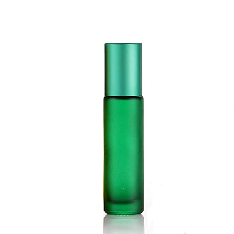 20pcs 10ml Portable Frosted Colorful Thick Glass Roller Essential Oil Perfume Vial Travel Refillable Rollerball Bottle