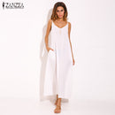 Vestidos 2022 Summer ZANZEA Women  Strapless Sexy V Neck Sleeveless Dress Casual Loose Long Maxi Solid Dress White Oversized