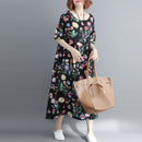 Oversized Floral Print Cotton Casual Woman Dress Summer Flower Boho Beach Dress for Women Loose Long Ladies Dresses 2021