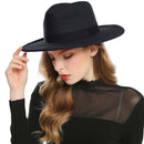 WELROG, sombreros Fedora negros y rojos para mujer, sombreros de fieltro de lana de imitación, sombrero de fieltro de Panamá, sombreros de invierno para hombre, sombreros de Jazz, sombrero Trilby para mujer