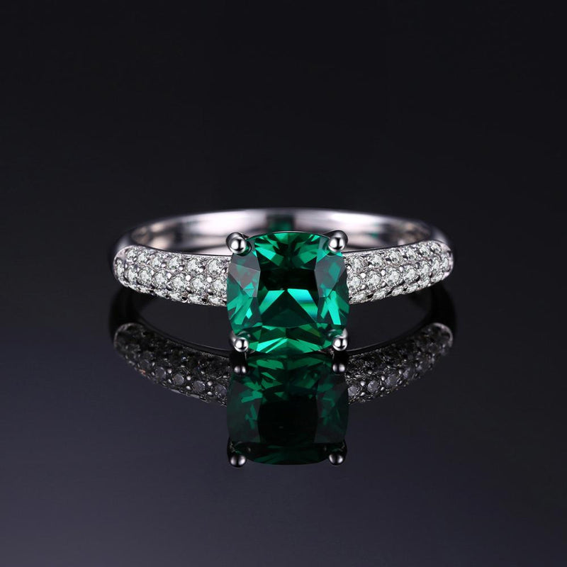 JewelryPalace verde simulado Nano Esmeralda creado anillo de rubí 925 plata esterlina piedra preciosa solitario anillos de compromiso para mujeres