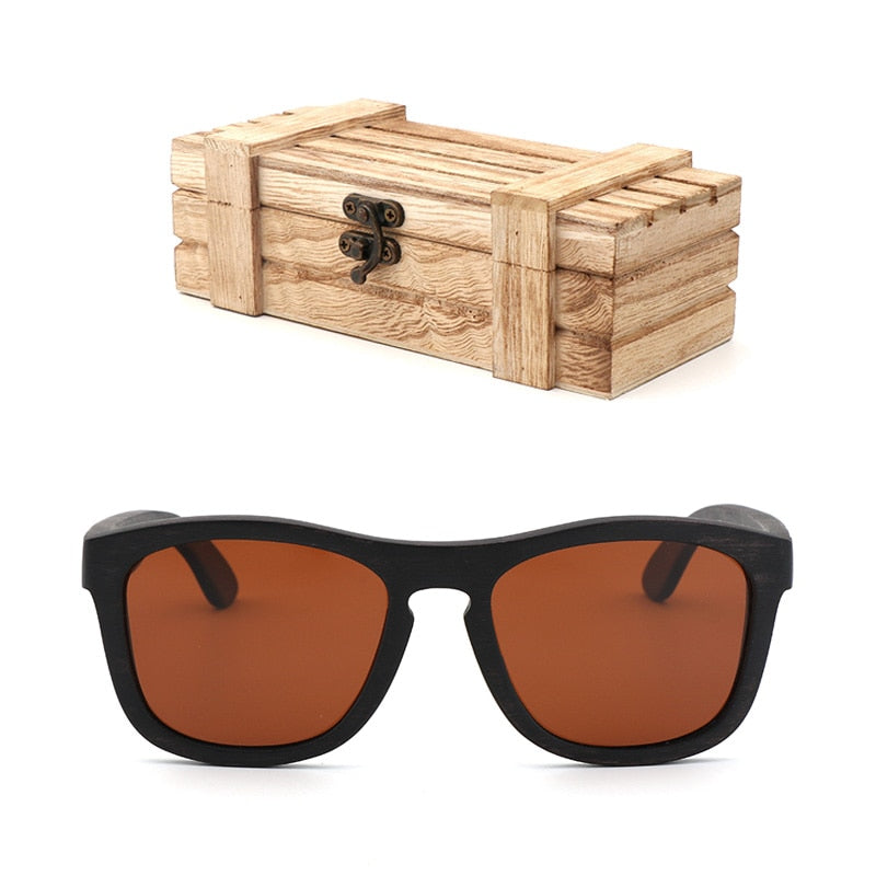 Retro men polarized women sunglasses Black wood Kids Couples sun glasses handmade  UV400 With bamboo wooden box