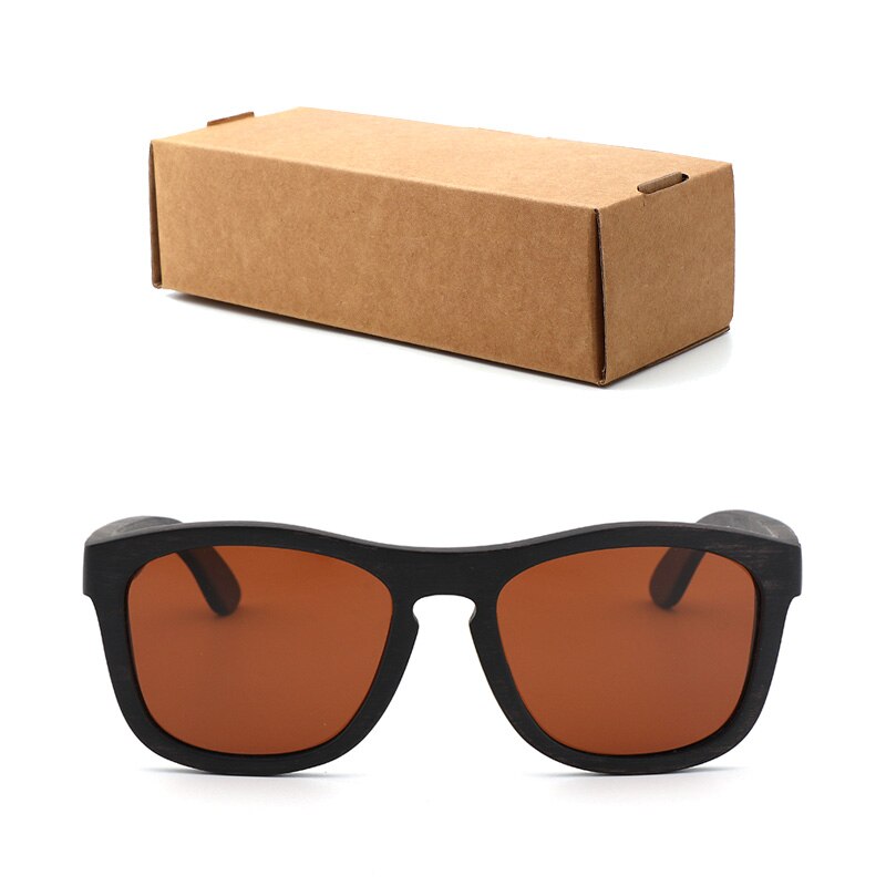 Retro men polarized women sunglasses Black wood Kids Couples sun glasses handmade  UV400 With bamboo wooden box