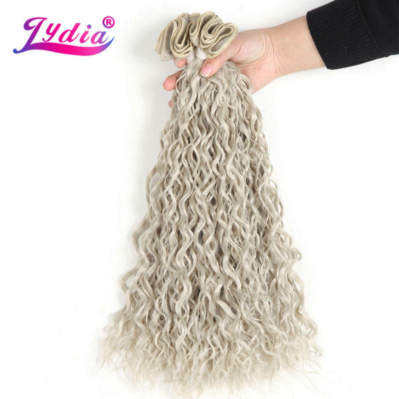 Lydia For Women Synthetic Curly Weave 3 Packs/Lot 18"-22" Nature Color Graysilver Wave Hair Bundles Jerry Curl Hair Extensions