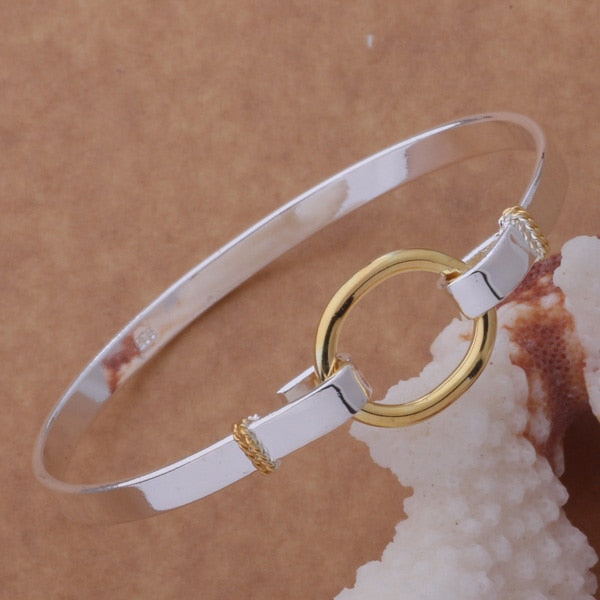 AB023 Hot  sterling  bangle bracelet,   fashion jewelry Color separation O bracelet /afiaiwpa ahyaizfa silver color