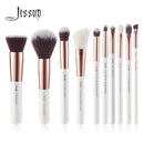 Jessup Pearl White/ Rose Gold Makeup Brushes set professional Make up Brush Tool kit Foundation Powder Buffer Cheek Shader