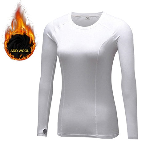 Yuerlian 15% Spandex agregar lana mujer Fitness medias camiseta blusa de entrenamiento deporte correr ropa deportiva manga larga gimnasio Yoga camisa