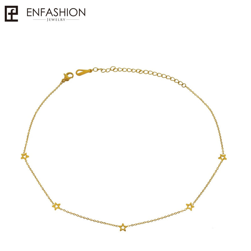 Enfashion Geometric Triangle Circle Star Choker Necklace Gold color Necklaces Pendants Stainless Steel Necklace Women chocker