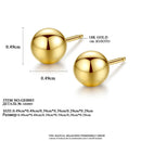 CZCITY Luxury Brand Charm Authentic Pure 18k Yellow Gold Round Bead Ball Stud Earrings For Women Daily Wear Gold Earring Jewelry