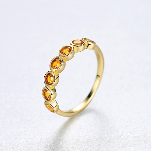 CZCITY Real 925 Sterling Silver Eternity Rings for Women Engagement Wedding Fine Jewelry Round Topaz Gemstone Bague Femme SR0252