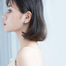 ITSMOS Blue Round Crystal Stud Earring 100% s925 silver Wave Lace Simple Elegant Earring for Women Gemstone Jewelry Gift