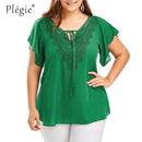 Plegie Large Size Lace Patchwork Shirt Damen Tops und Blusen Kurzarm Big Size Blusas Femininas Blusas Mujer De Moda 2022