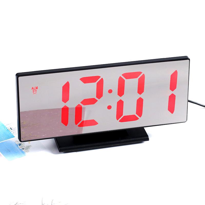 LED-Spiegel-Digital-Wecker-elektronischer Uhr-Tabellen-Desktop-Wecker-Multifunktions-Snooze-Nacht-großes LED-Anzeigen-Geschenk