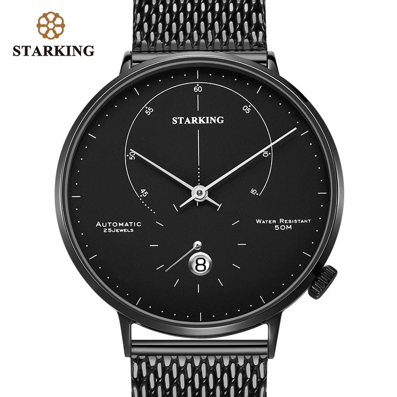 STARKING Automatic Watch Relogio Masculino Self-wind 28800 Beats Mechanical Movement Wristwatch Men Steel Male Clock 5ATM AM0269