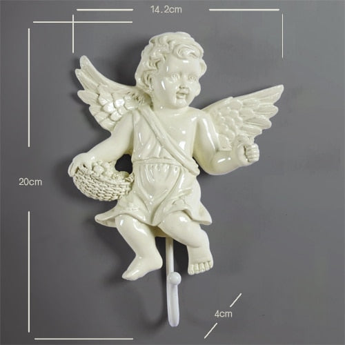 European angel statue wall decor hanger Creative TV blackground home mural living room wall art coat bag keys holder hanger