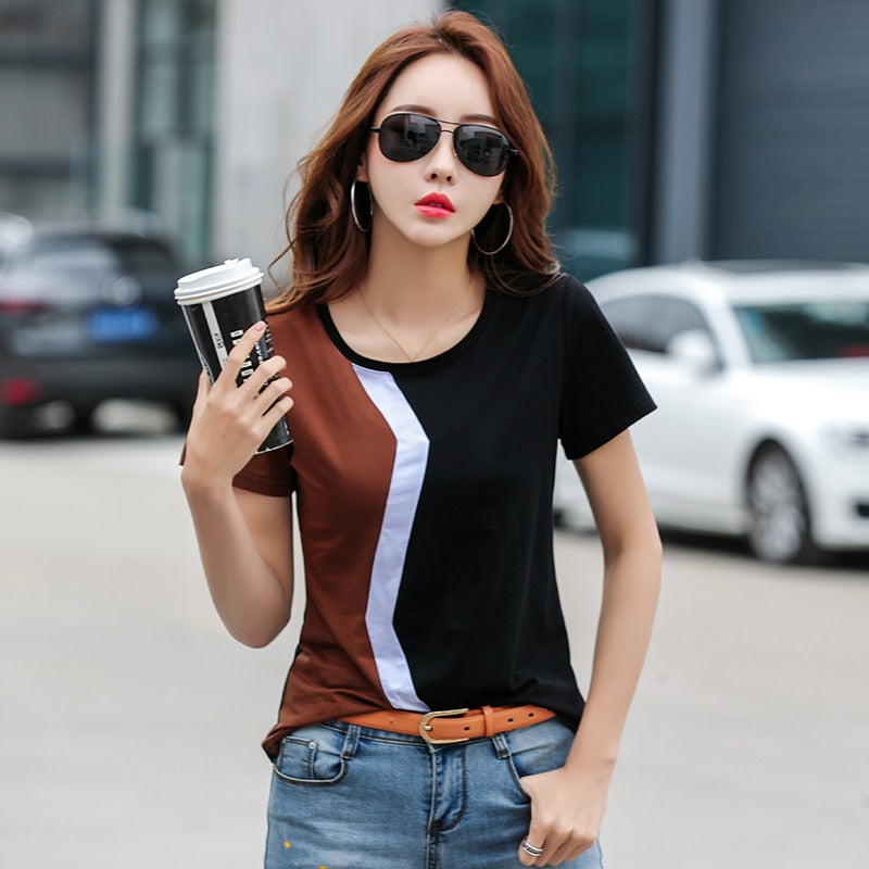 Casual Stitching Female Shirt Casual Women Tops 2023 Frühling Sommer Cool Short Sleeve Shirt Korean Style Fashion Blusas 3189