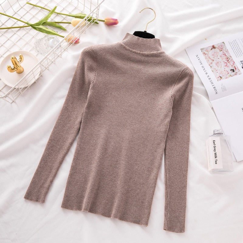 New Turtleneck Knitted Sweater Female Casual Pullover Women Autumn Winter Tops Korean Sweaters Fashion 2020 Women Sweater Jumper