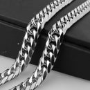 Custom Length 16/19/21mm Width Heavy Silver Color Cut Curb Cuban Chain 316L Stainless Steel Mens Necklace Or Bracelet 7''-40''