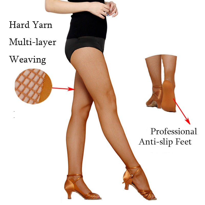 50pcs/pack Dance Pantyhose Women Fishnet Tights For Ballroom&amp;Latin Dance Hard Yarn Elastic Latin Dance stockings