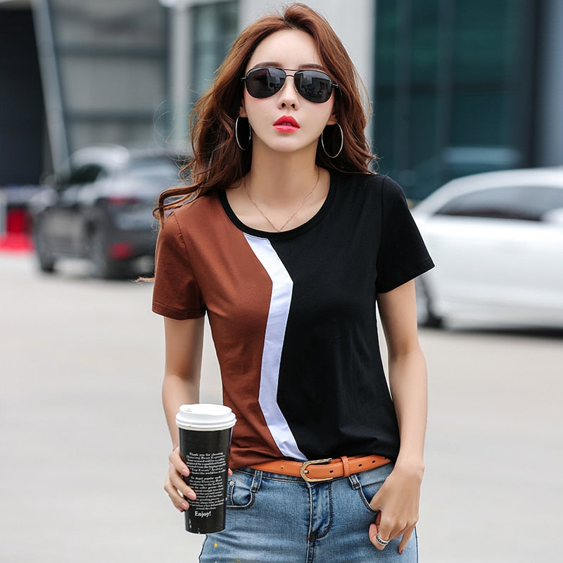 Casual Stitching Female Shirt Casual Women Tops 2023 Frühling Sommer Cool Short Sleeve Shirt Korean Style Fashion Blusas 3189