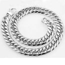 Custom Length 16/19/21mm Width Heavy Silver Color Cut Curb Cuban Chain 316L Stainless Steel Mens Necklace Or Bracelet 7''-40''