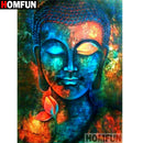 HOMFUN Quadratische/Runde 5D DIY Diamantmalerei „Religiöser Buddha“ 3D Diamantstickerei Kreuzstich Heimdekoration A19781