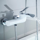 Bathtub Faucets Chrome Bath Shower Set White Shower Set Bathtub Mixer Tap Dual Contral Shower Wall Mounted For Bathroom WF-6018