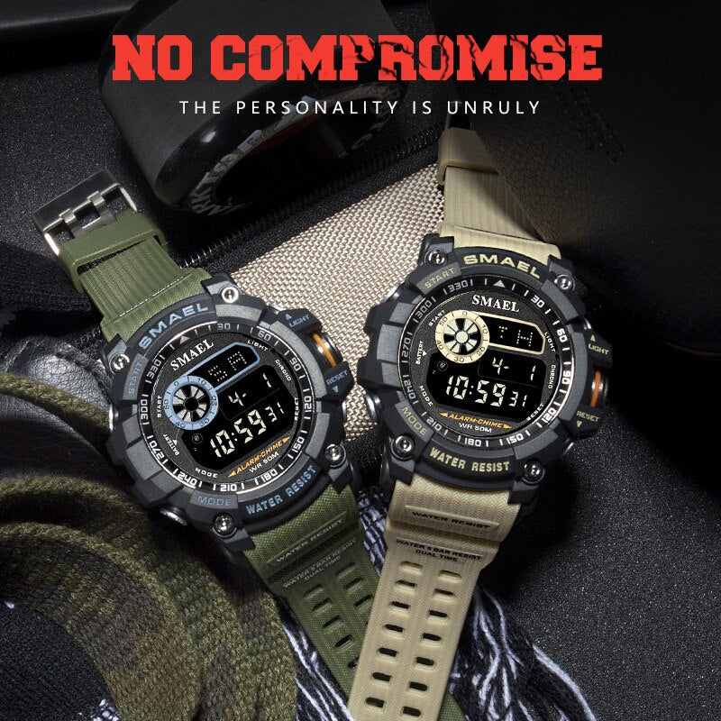 SMAEL Military Digital Watches Men Alarm Waterproof Watch LED Back Light Sport Wristwatch Chronograph Countdown Clock Male 8010