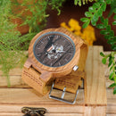 BOBO BIRD Watch Men Real Leather Band Wooden Quartz Wooden Watches Mens Wristwatch Great Men's Gift relogio masculino W-H29