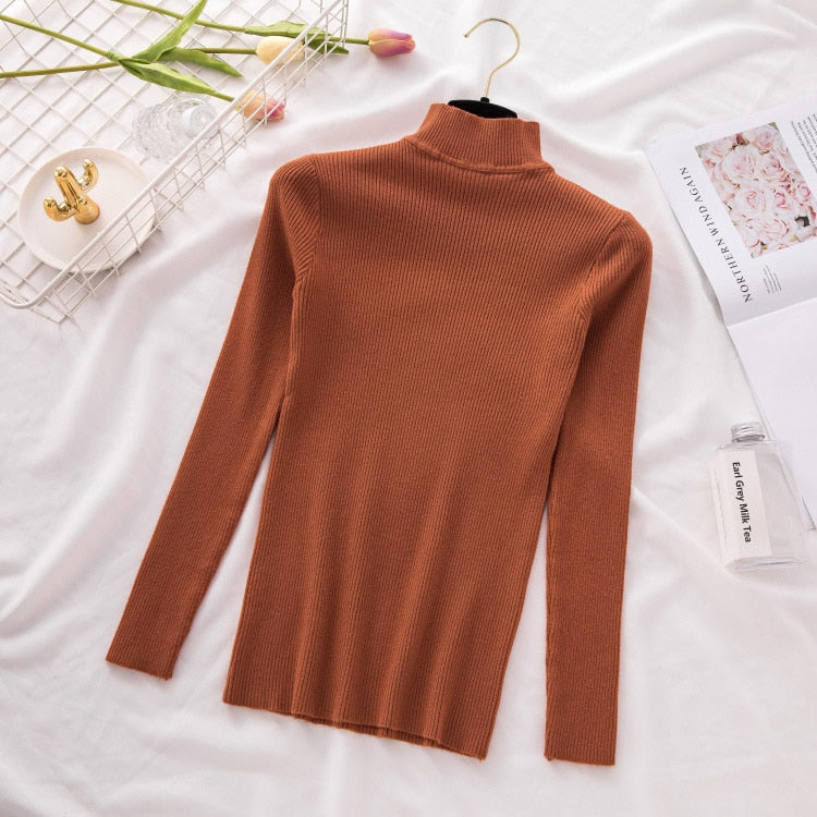 New Turtleneck Knitted Sweater Female Casual Pullover Women Autumn Winter Tops Korean Sweaters Fashion 2020 Women Sweater Jumper