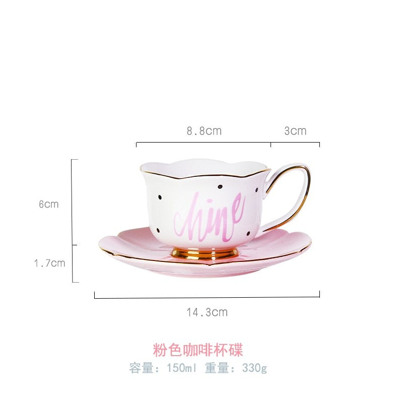 Japanese Style Cute Coffee Cup Saucer Set Tea pot Milk Jug Sugar Pot Tea Tray Set Reusable Latte Cappuccino Cups 180ml