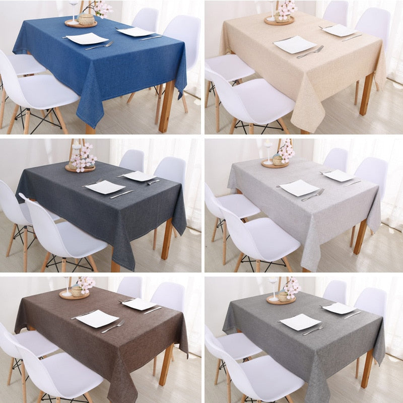 Decorative Table Cloth Rectangular Tablecloths Dining Table Cover Solid Color Cotton Linen Tablecloth Dining Table Cover