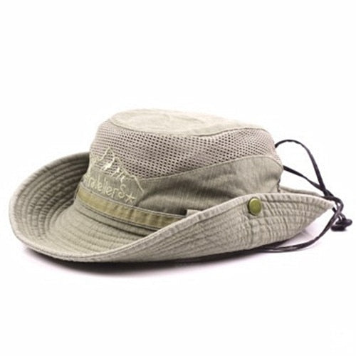 XdanqinX Erwachsene Herren Cap Sommer Mesh Atmungsaktiv Retro 100% Baumwolle Eimer Hut Panama Dschungel Angeln Hüte Neuheit Dad's Beach Cap