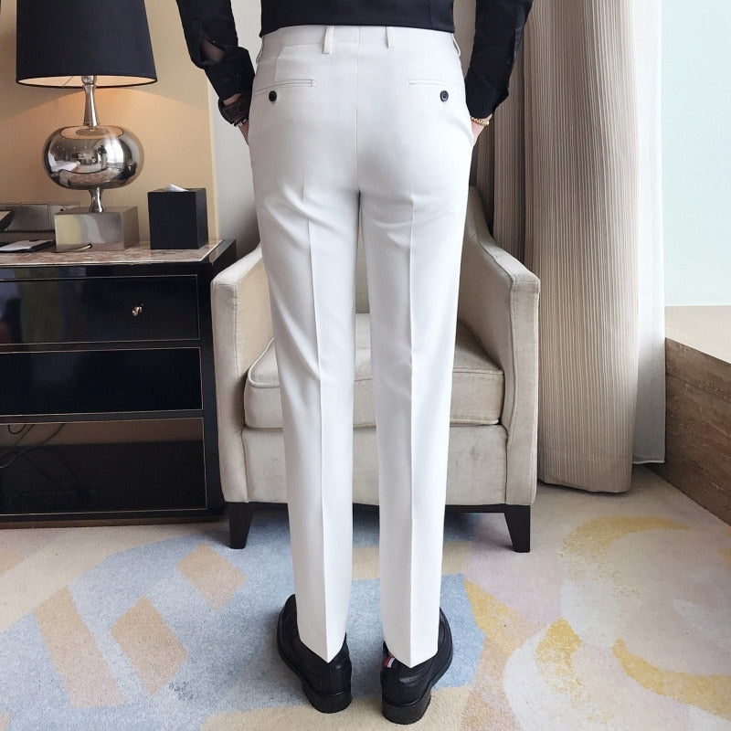2022 New Men&#39;s Suit Pants Solid Color Casual Business Dress Pants Slim Dress Trousers Quality Men&#39;s Classic Groom Wedding Pants