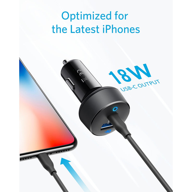 Anker Autoladegerät USB C 30W 2-Port mit 18W Power Delivery und 12W PowerIQ PowerDrive PD 2 mit LED für iPad iPhone und mehr