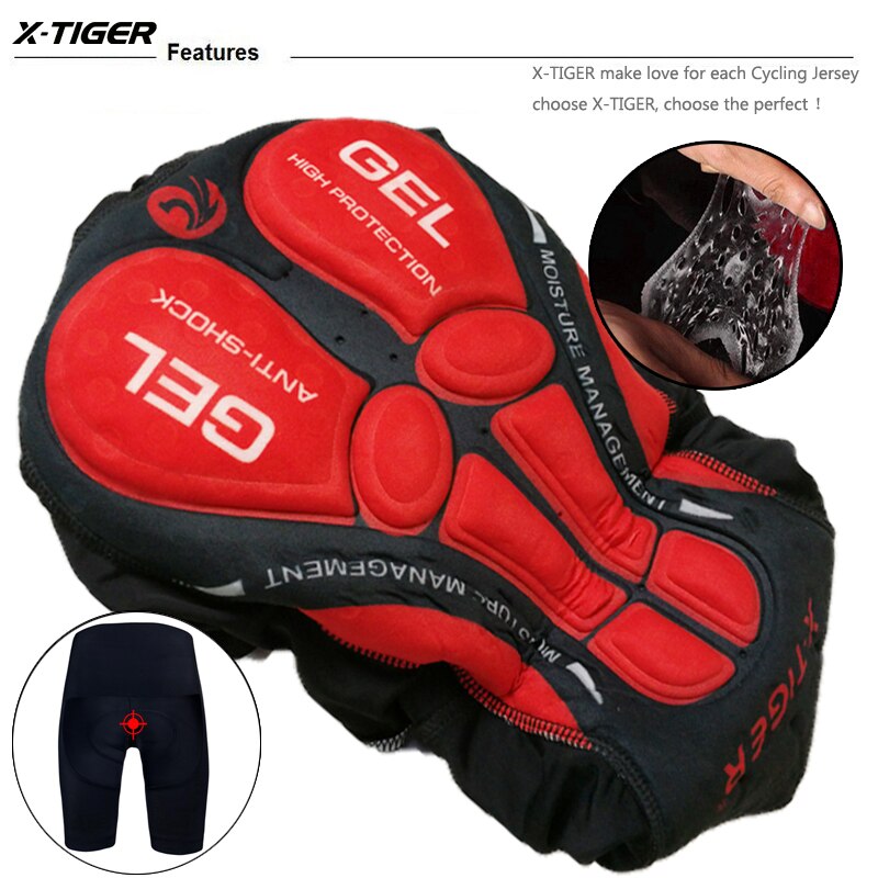 X-TIGER Cycling Shorts Coolmax 5D Gel Pad Shockproof MTB Road Bike Bibs Shorts Ropa Ciclismo Bicycle Shorts For Men